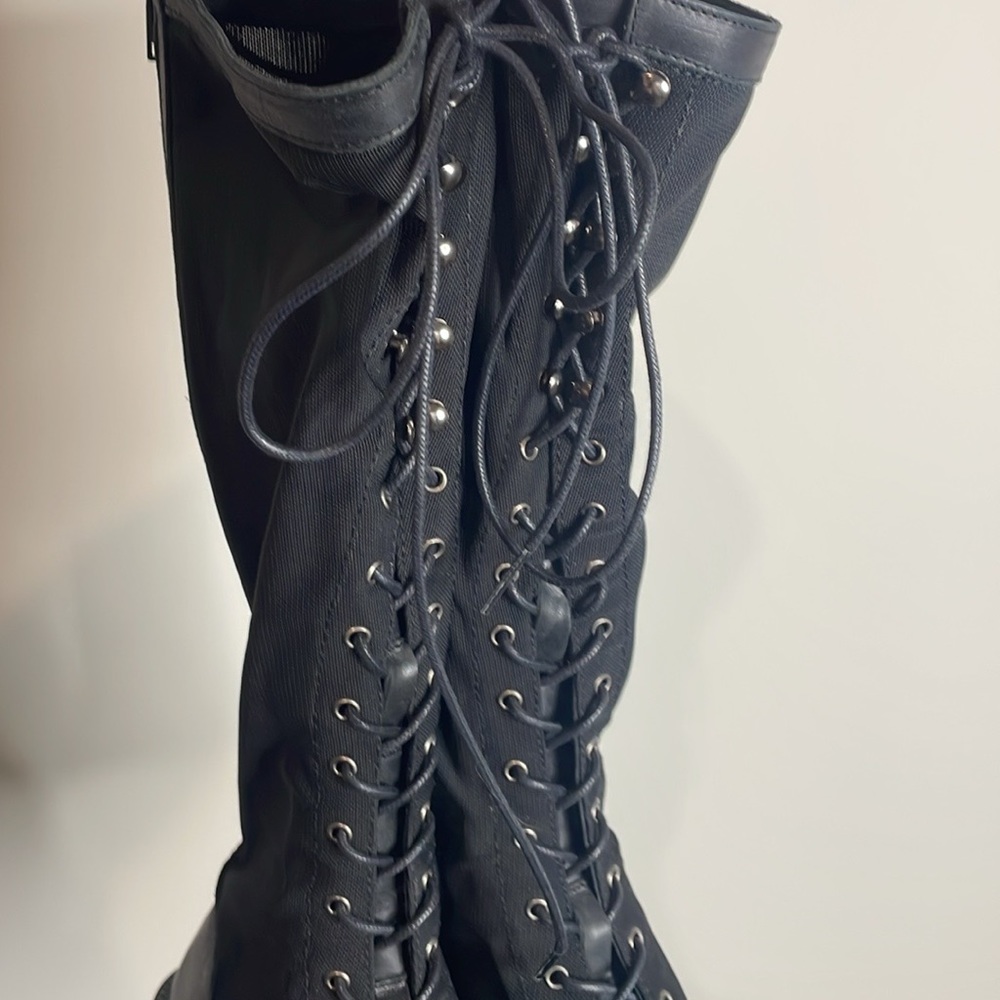 Free People | Black Trickum Tall Lace Up Boots Size Euro 38 US 7.5 New in Box - Picture 5 of 8